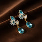 Blue Stone Floral Drop Earrings jewellery product view 3