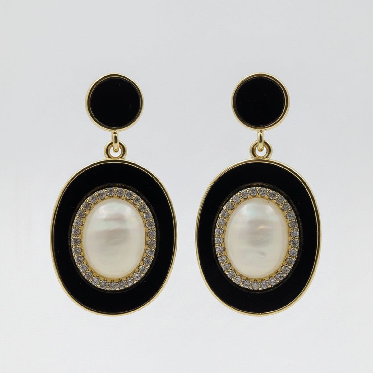 Royal Noir Pearl Halo Drop Earrings jewellery product view 8