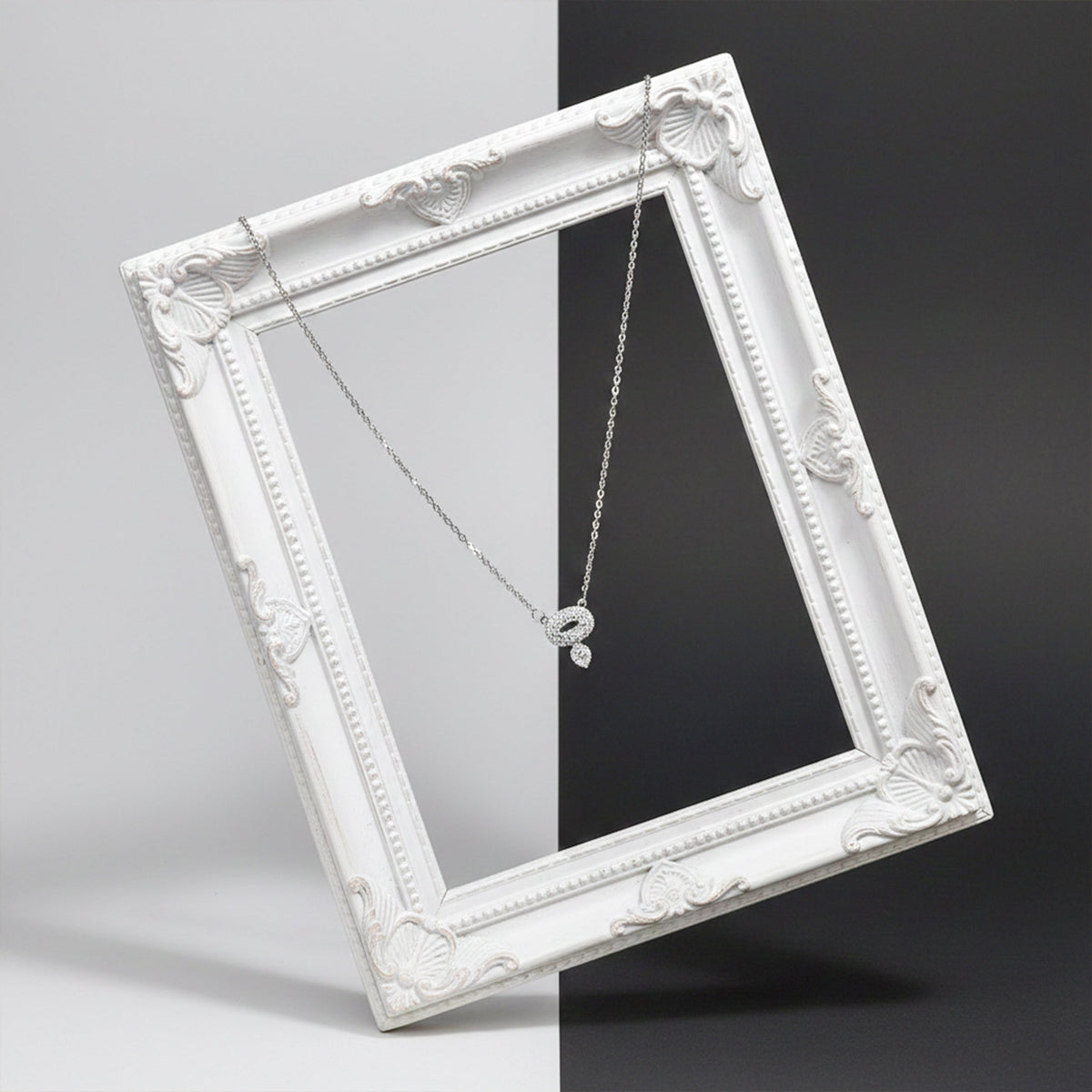 Luxury Halo Diamond Silver Necklace jewellery product view 6