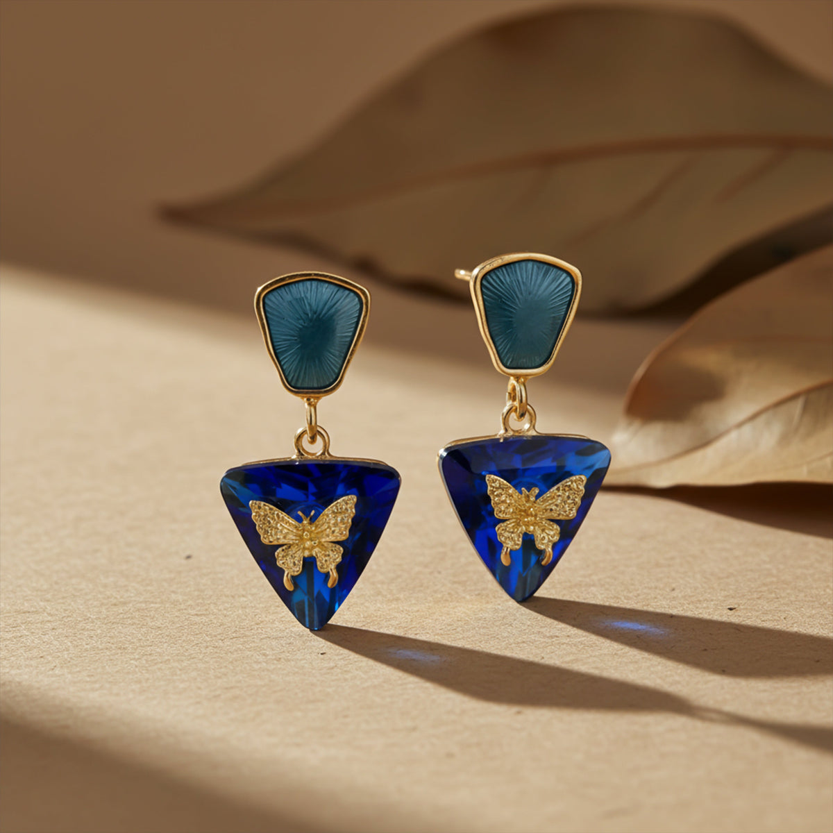 Butterfly Charm Blue Drop Earrings jewellery product view 4