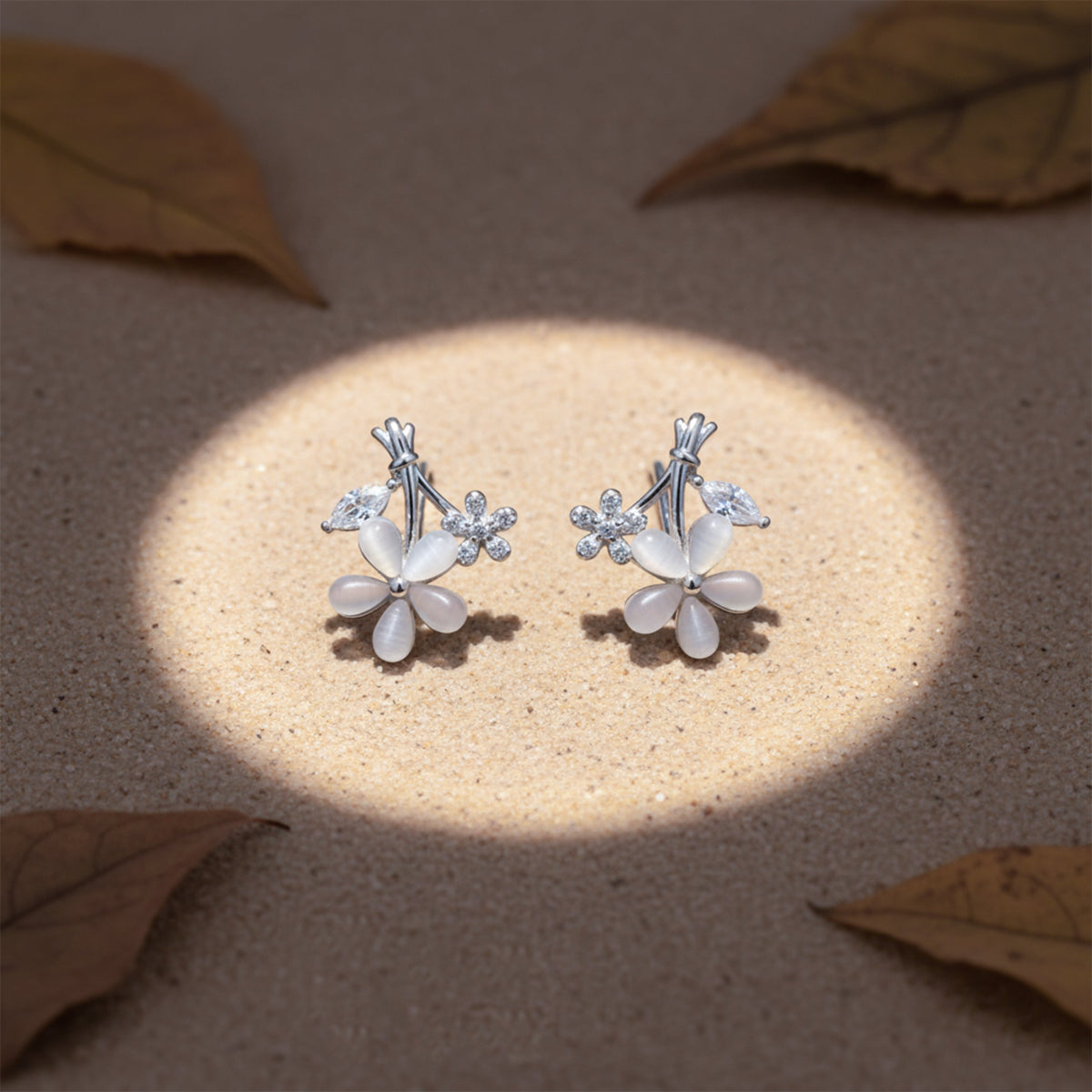 Ivory Blossom Crystal Luxe Stud Earrings jewellery product view 2