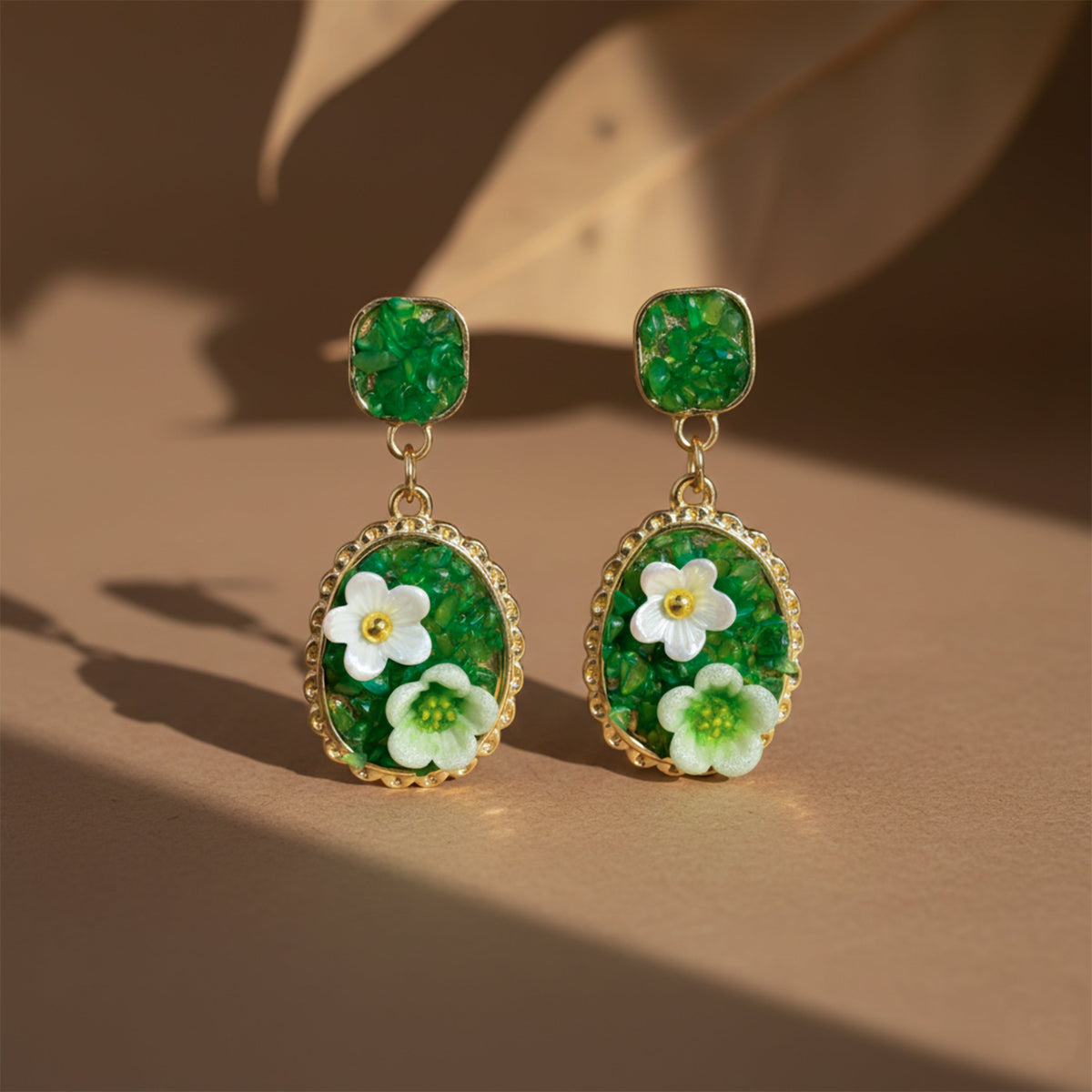 Verdant Blossom Luxe Statement Earrings jewellery product view 1