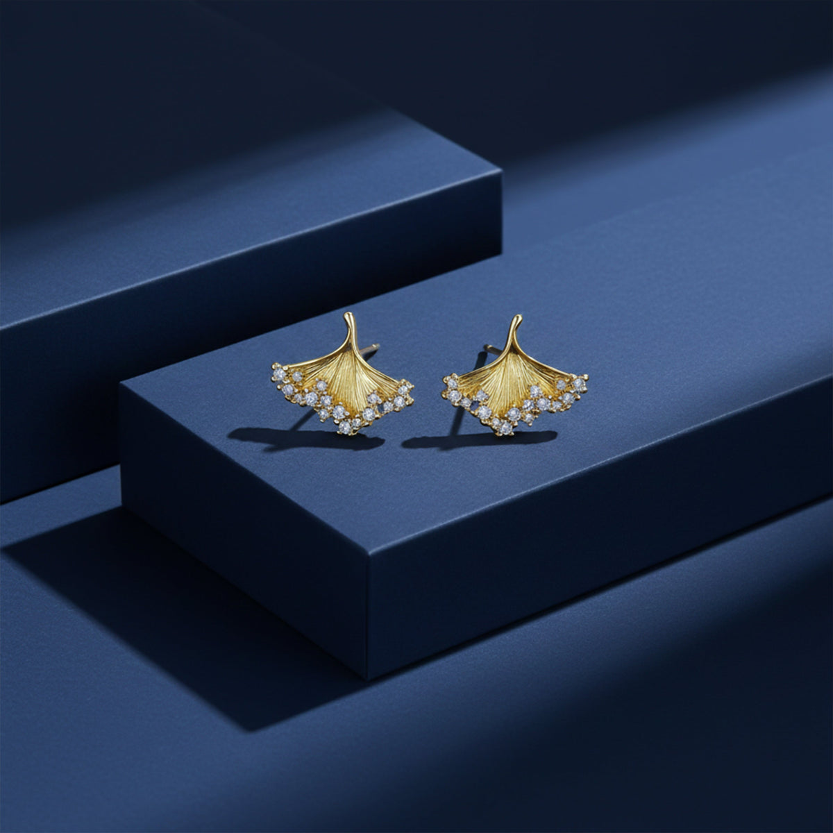 Golden Ginkgo Crystal Earrings jewellery product view 4
