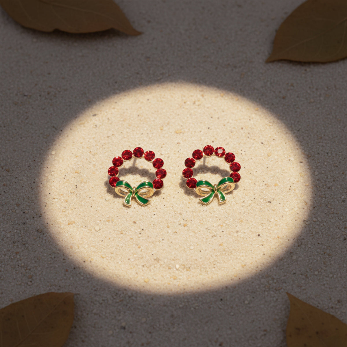 Crimson Elegance Bow Circle Earrings jewellery product view 3