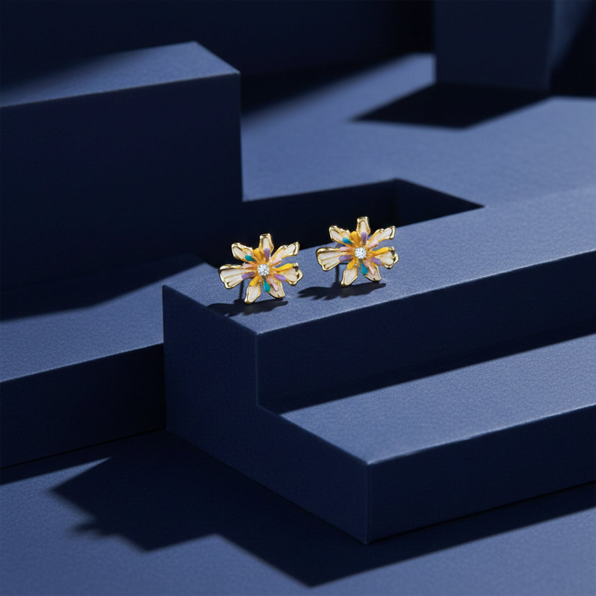 Golden Daisy Bloom Earrings jewellery product view 4