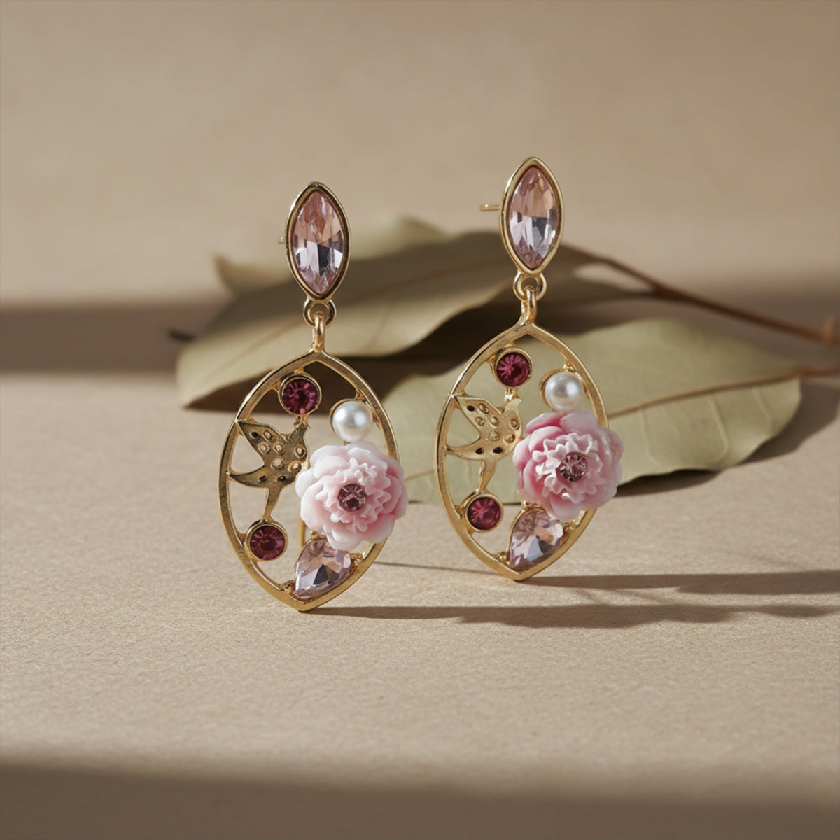 Pink Pearl Elegance Drops Earrings jewellery product view 4