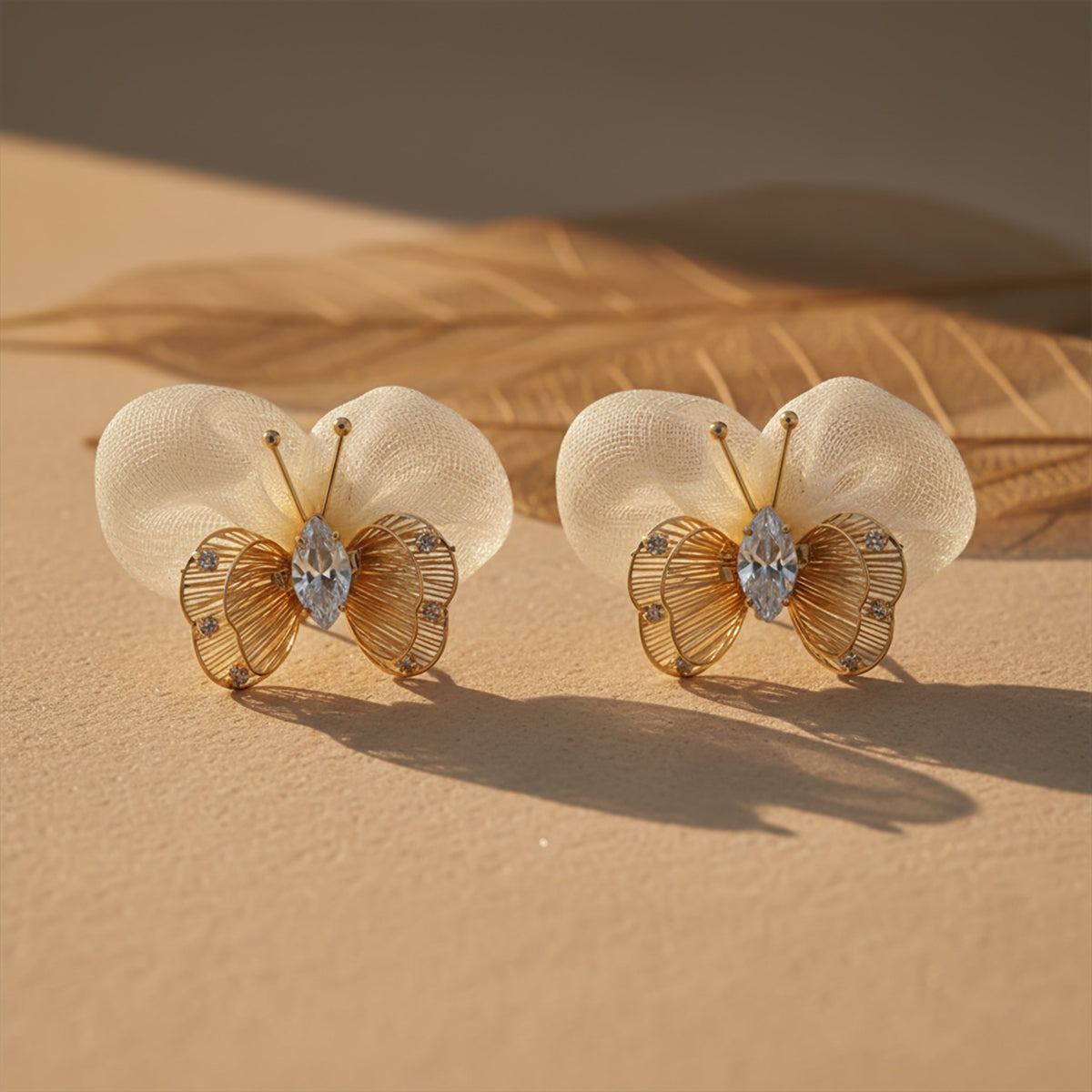 Pearl Veil Butterfly Earrings jewellery product view 4