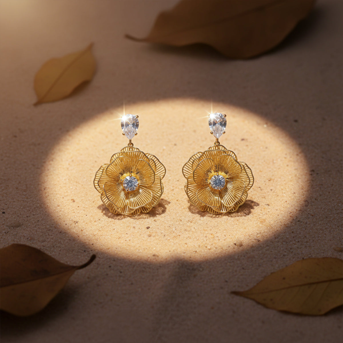 Zeenat Shahi Flower Drop Earrings jewellery product view 4