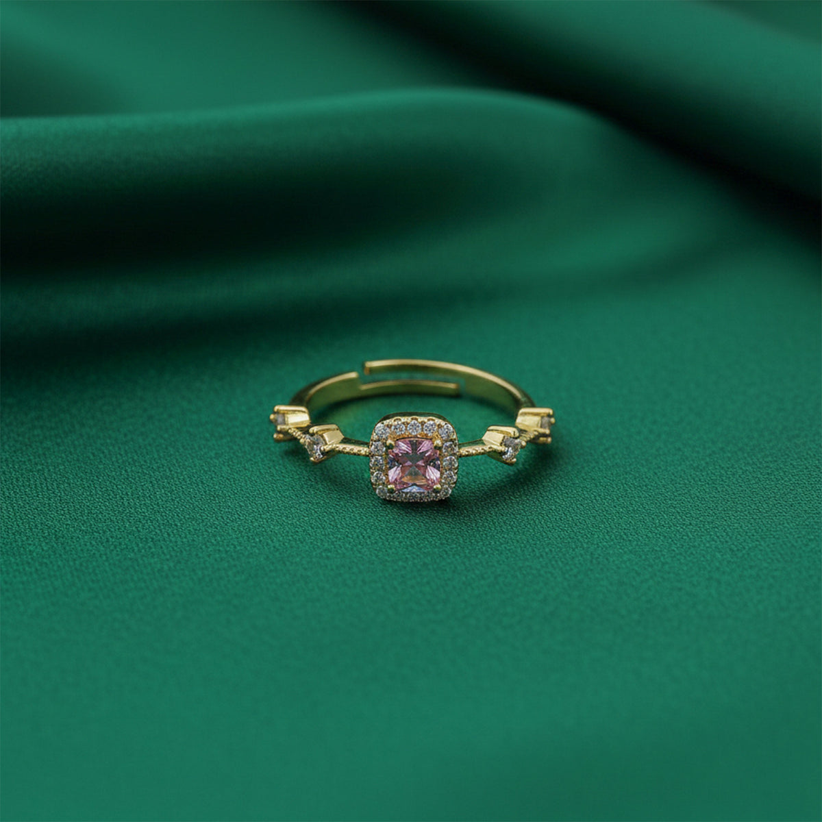 Majestic Pink Gemstone Halo Ring jewellery product view 3