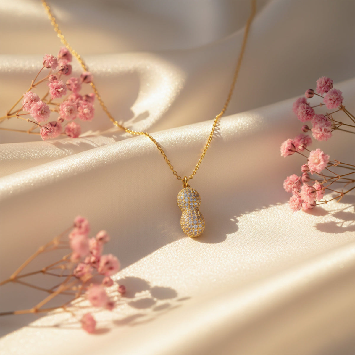 Golden Peanut Pearl Pendant Necklace jewellery product view 5