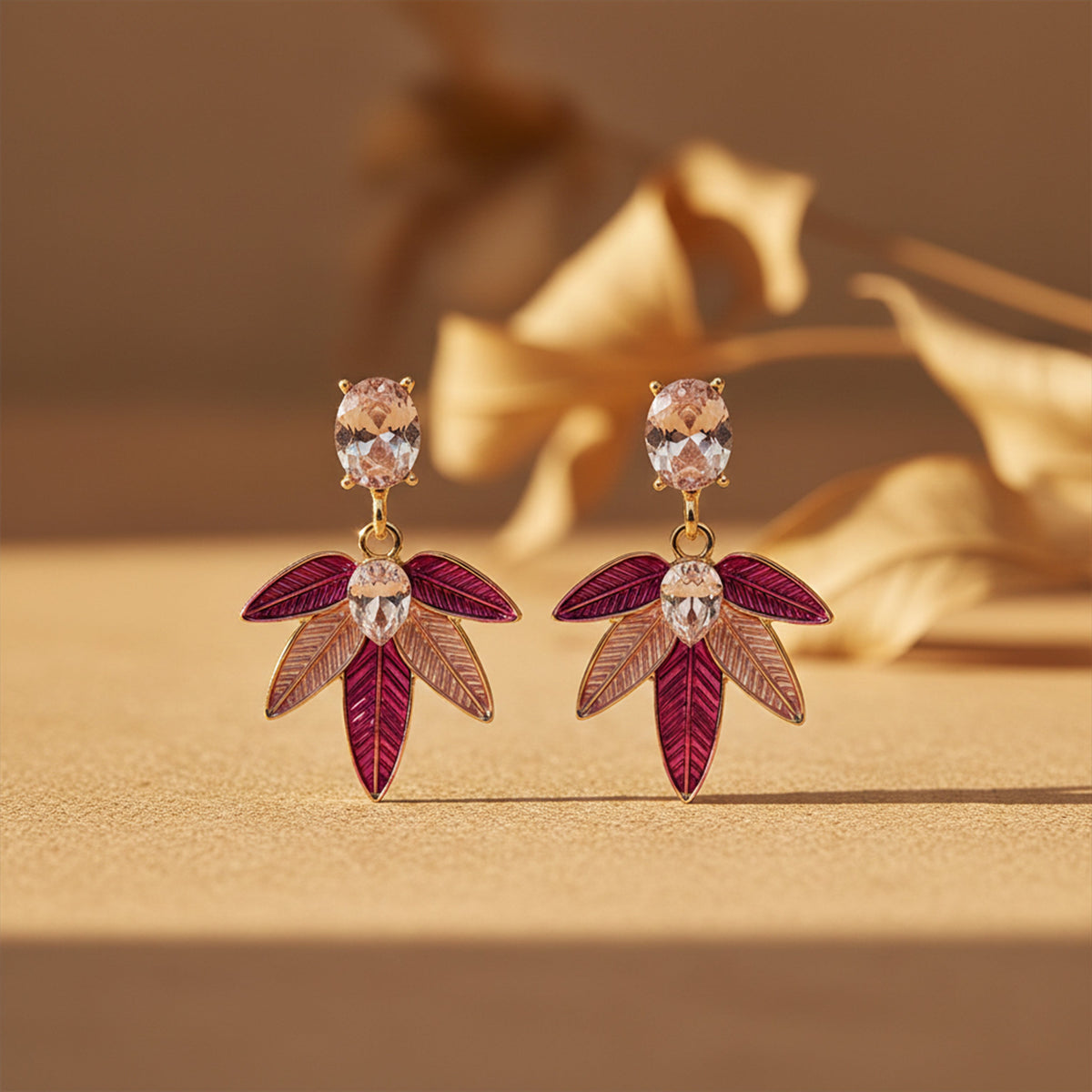 Blush Leaf Luxe Earrings jewellery product view 4