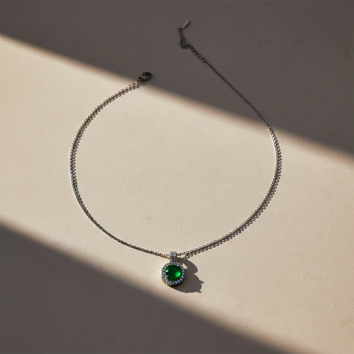 Imperial Emerald Halo Necklace jewellery product view 4