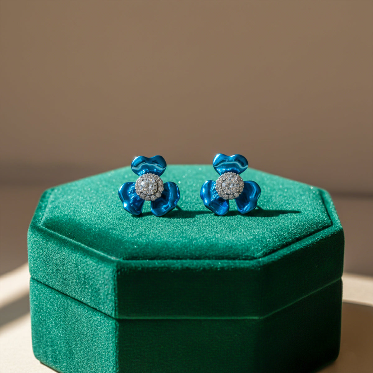 Elite Blue Crystal Bloom Earrings jewellery product view 3