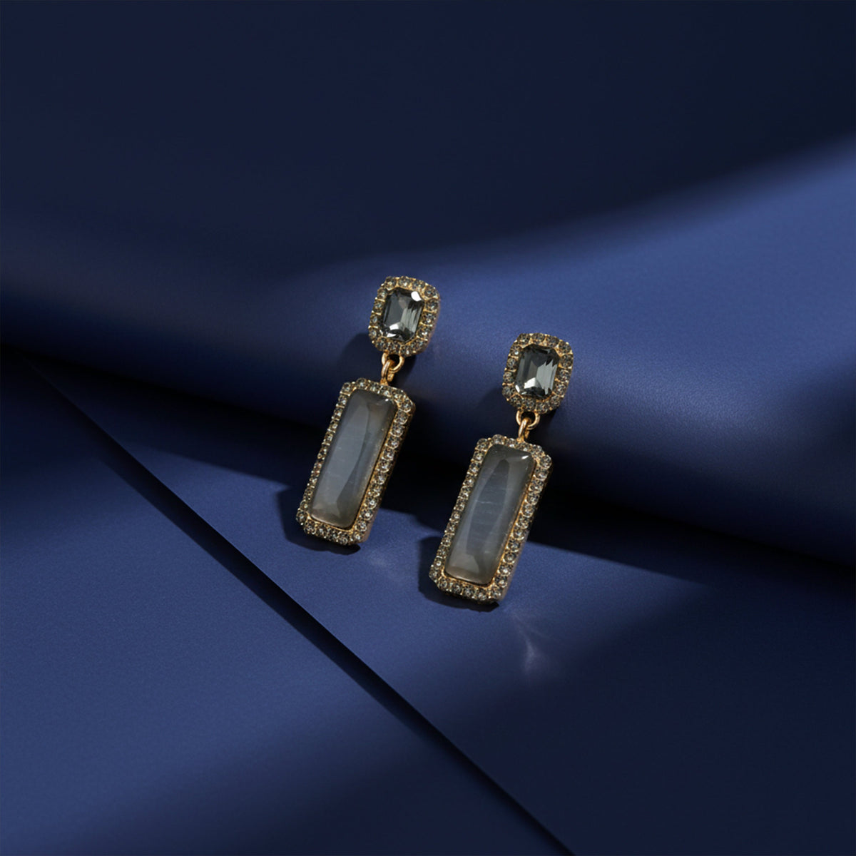 Chic Grey Crystal Statement Earrings jewellery product view 5