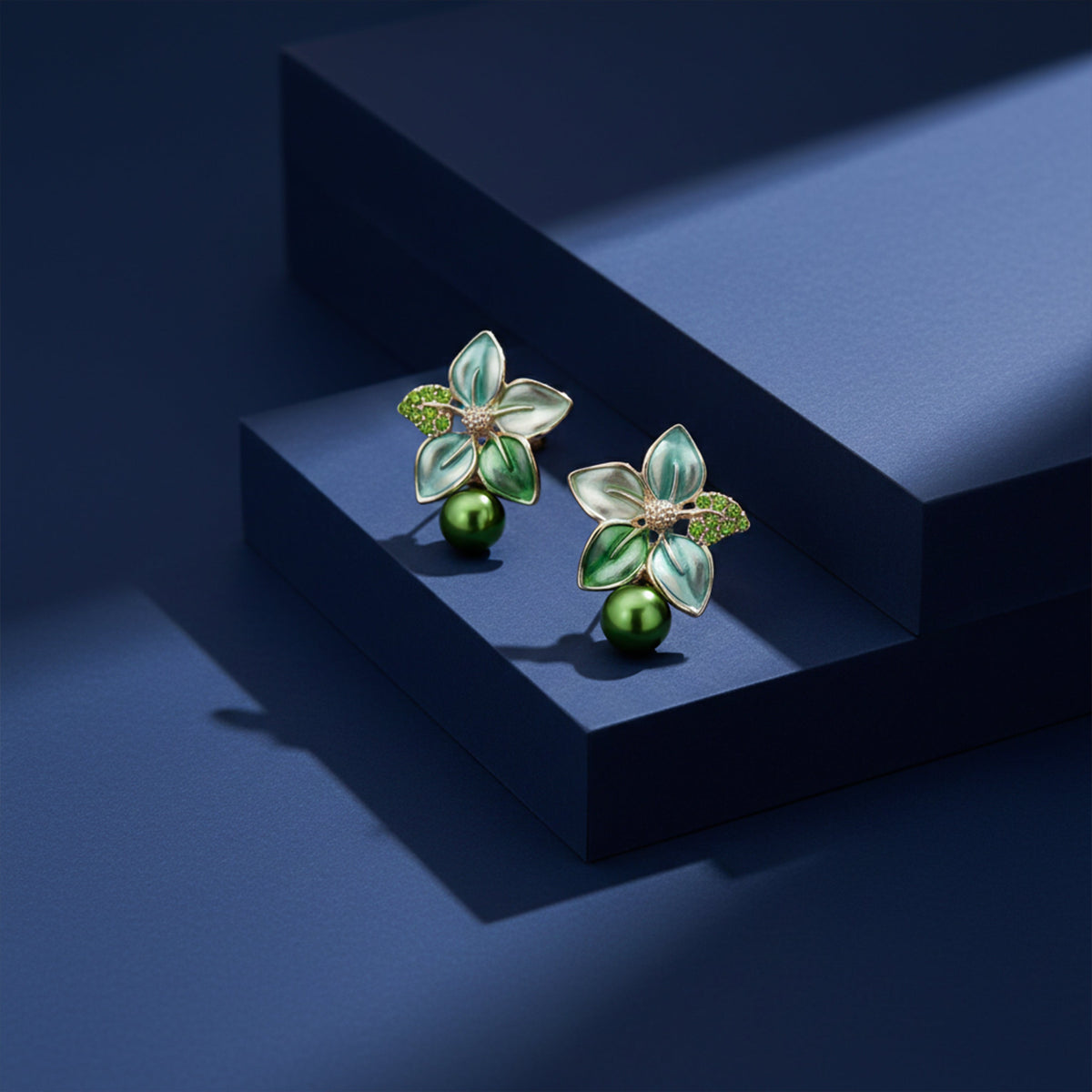 Celestial Green Petal Earrings jewellery product view 5