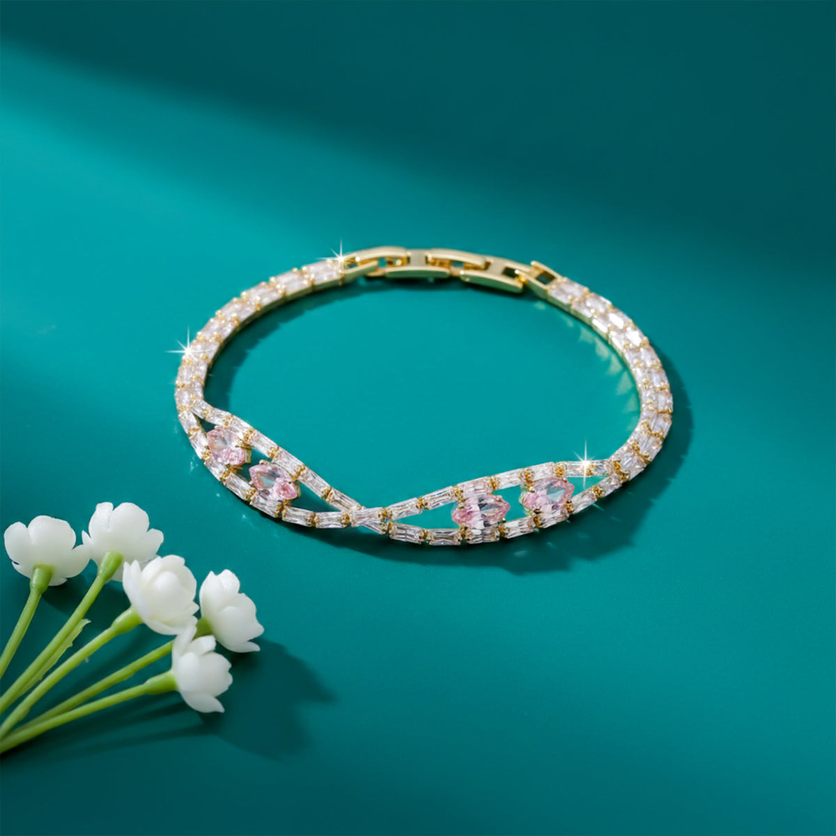 Celeste Pink Sapphire X-Link Diamond Bracelet jewellery product view 1