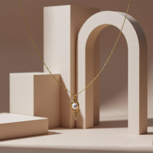 Minimal Gold Pearl Drop Pendant Necklace jewellery product view 1