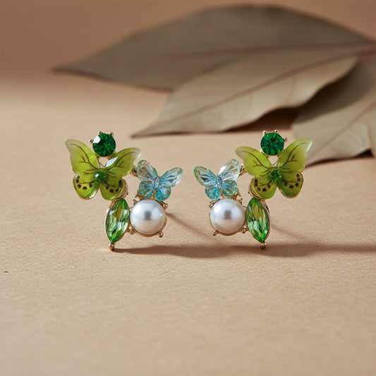 Butterfly Pearl Elegance Earrings jewellery product view 1