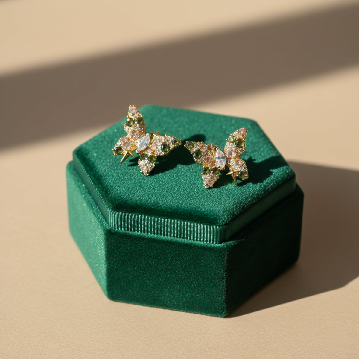 Emerald Flutter Luxe Earrings jewellery product view 4