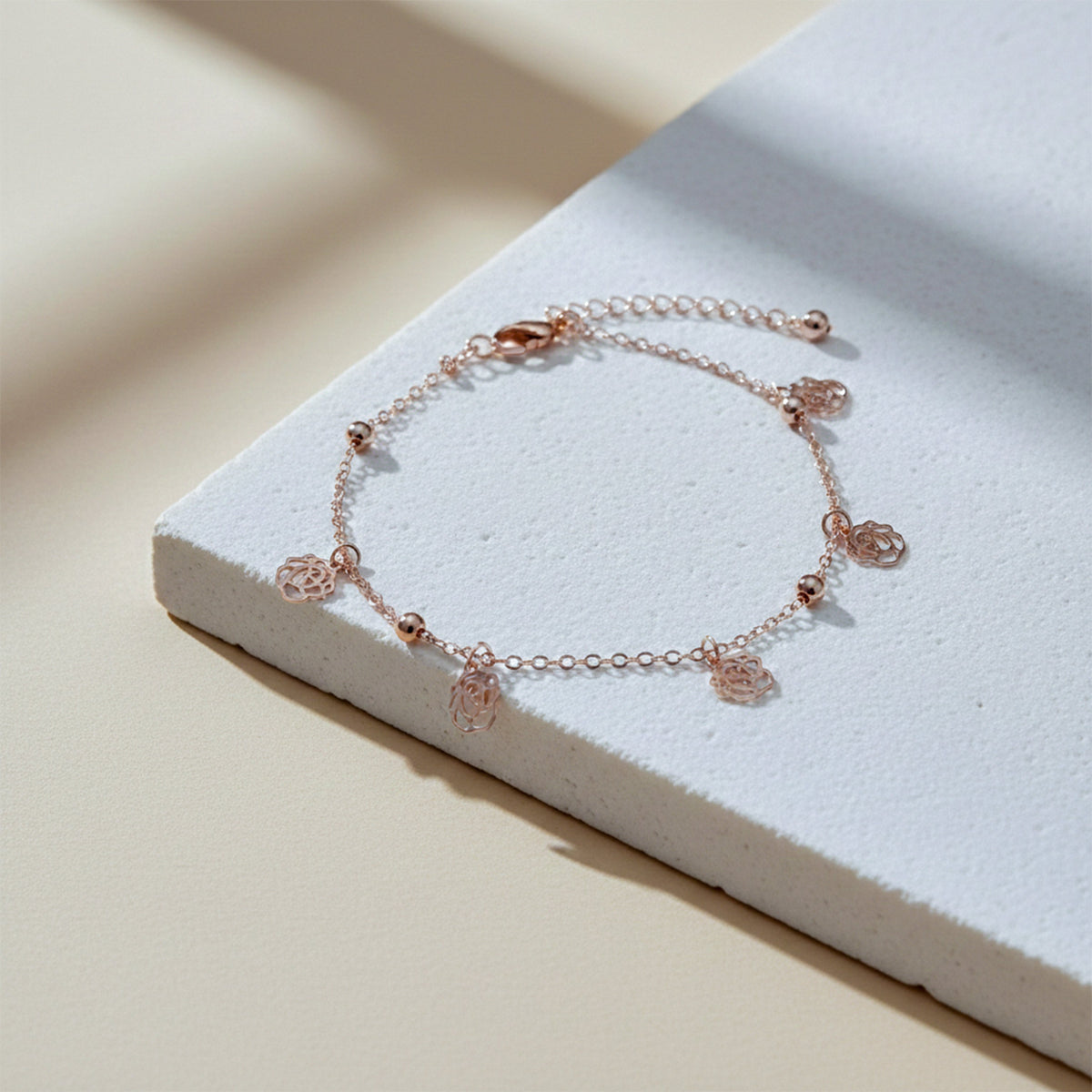 Aura Charm Rose Gold Anklet jewellery product view 3