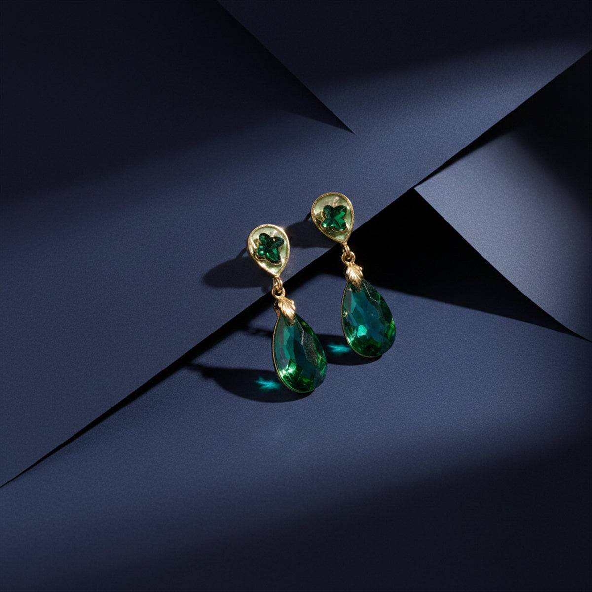 Serene Emerald Glow Earrings jewellery product view 5