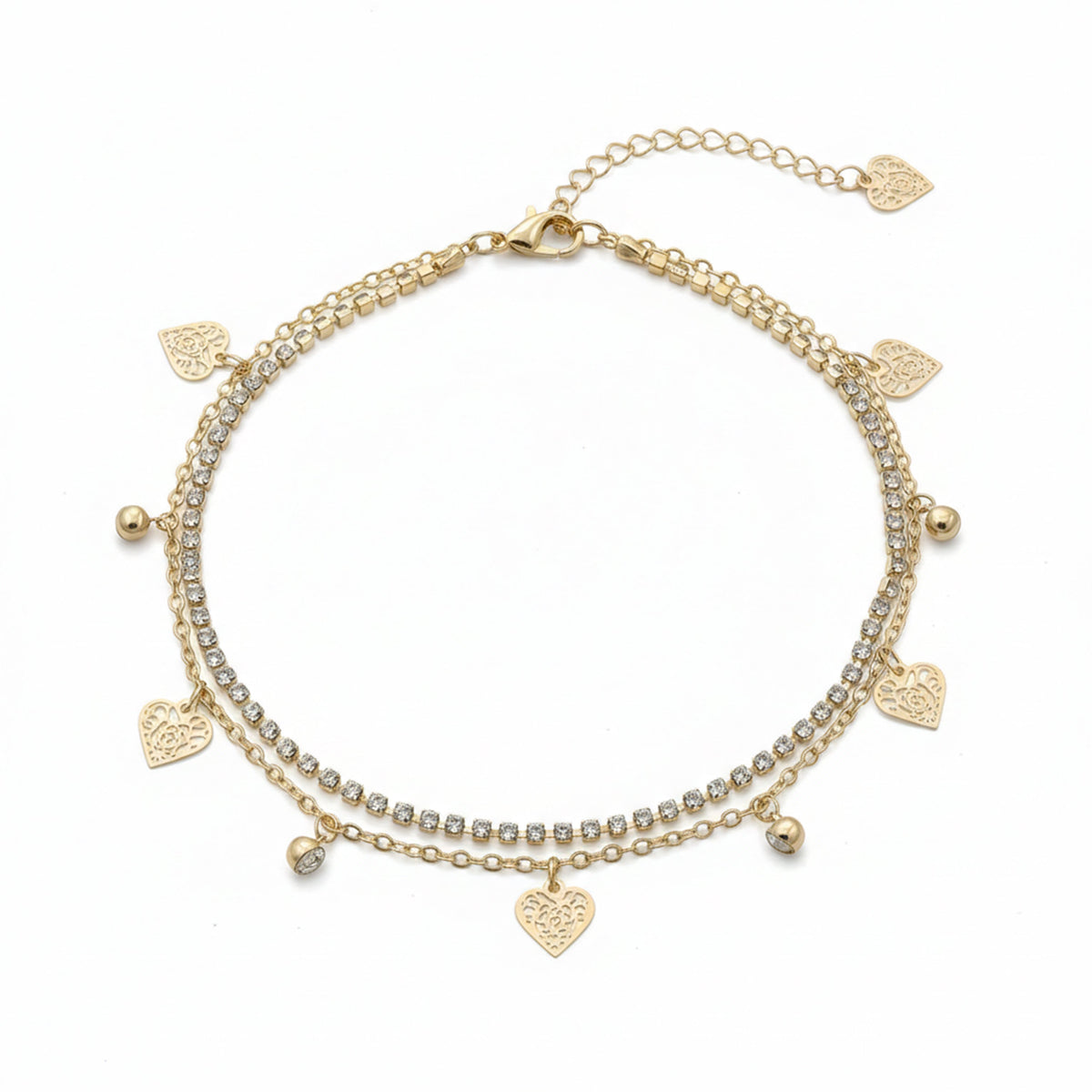Elite Sparkling Heart Anklet jewellery product view 5