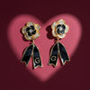 Noir Bloom Luxe Ribbon Drop Earrings jewellery product view 1
