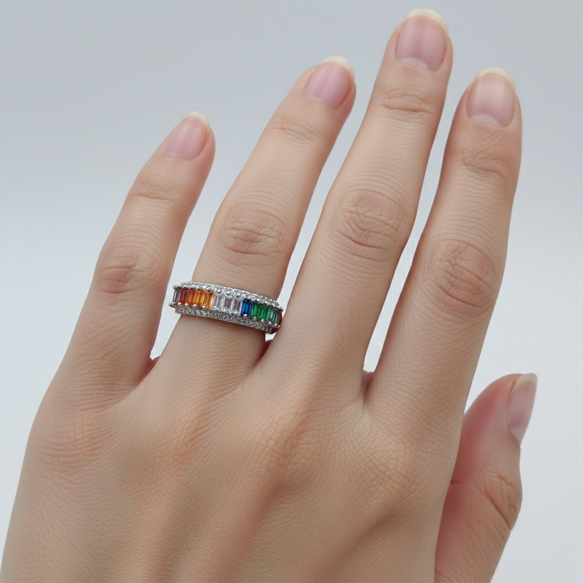Prism Luxury Rainbow Stone Ring jewellery product view 4