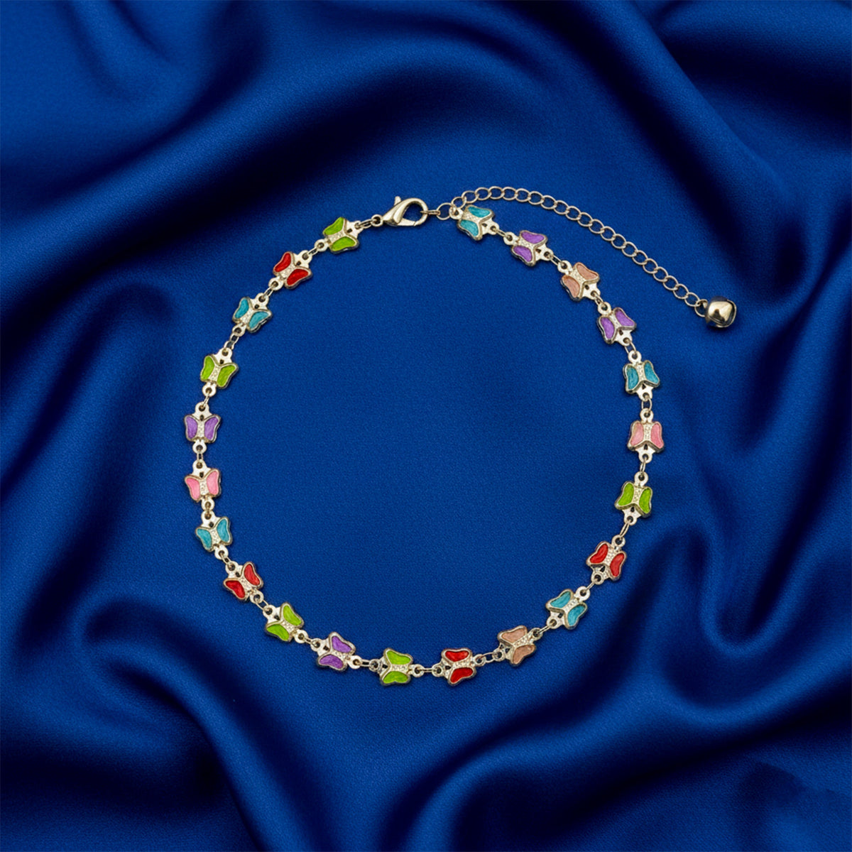 Luxe Multicolor Butterfly Charm Anklet jewellery product view 4