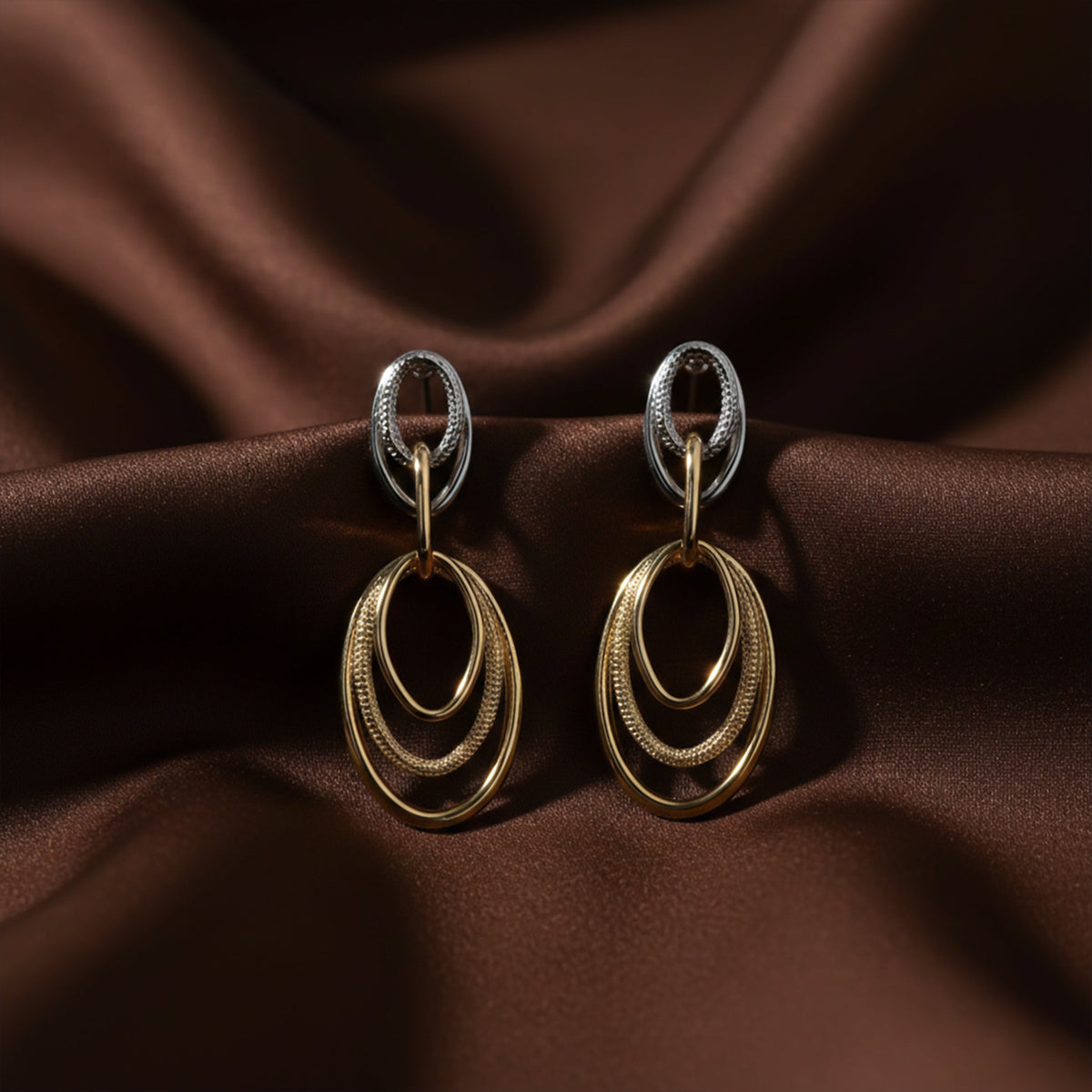 Aurora Luxe Double Oval Drop Earrings jewellery product view 4
