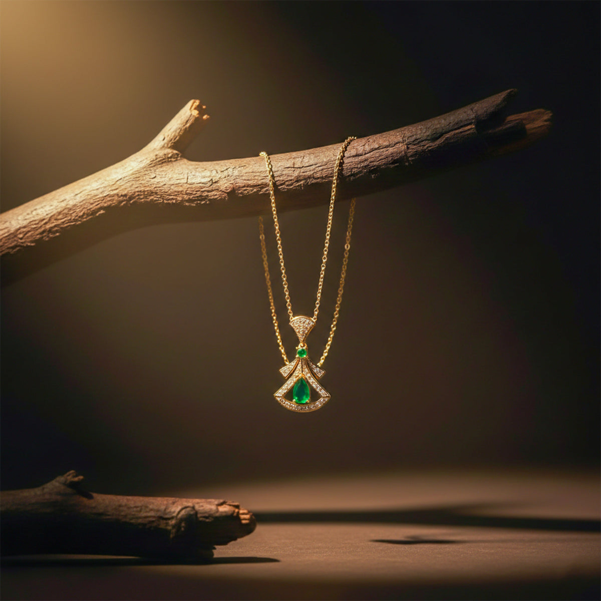 Royal Emerald Drop Necklace jewellery product view 2