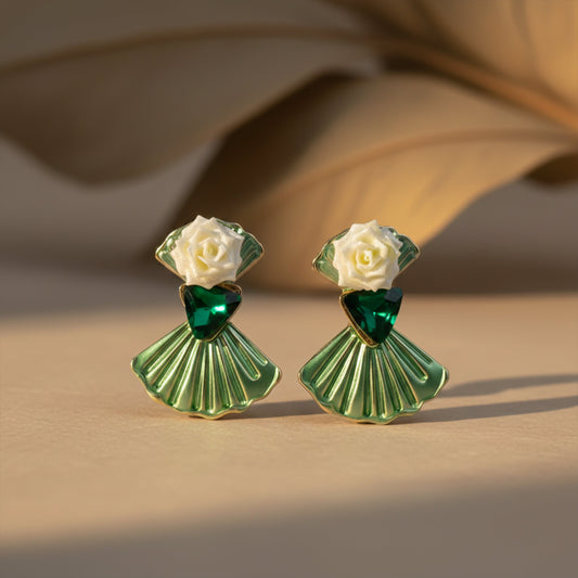 Luxury Blossom Emerald Earrings jewellery product view 1