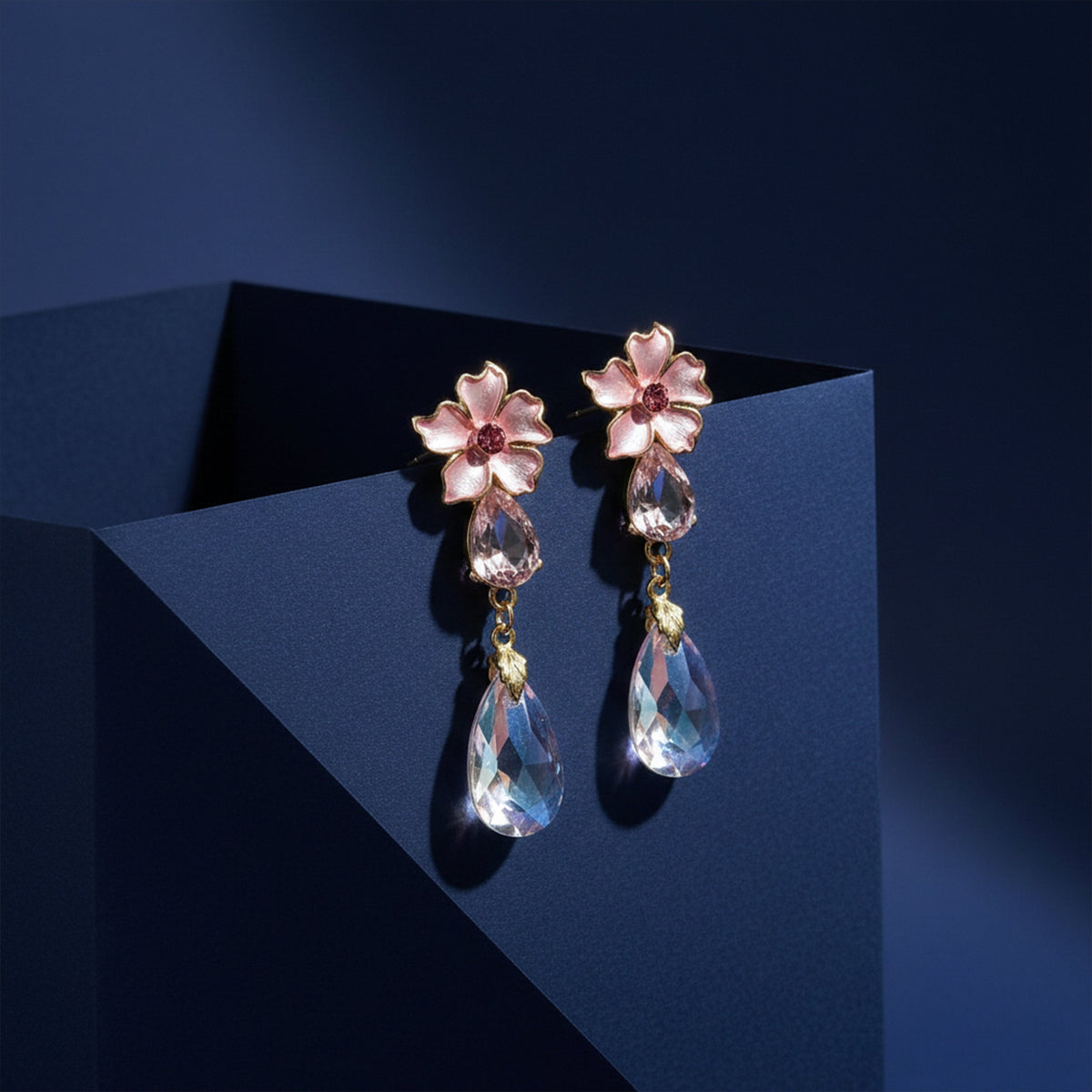 Blush Bloom Crystal Drop Earrings jewellery product view 4