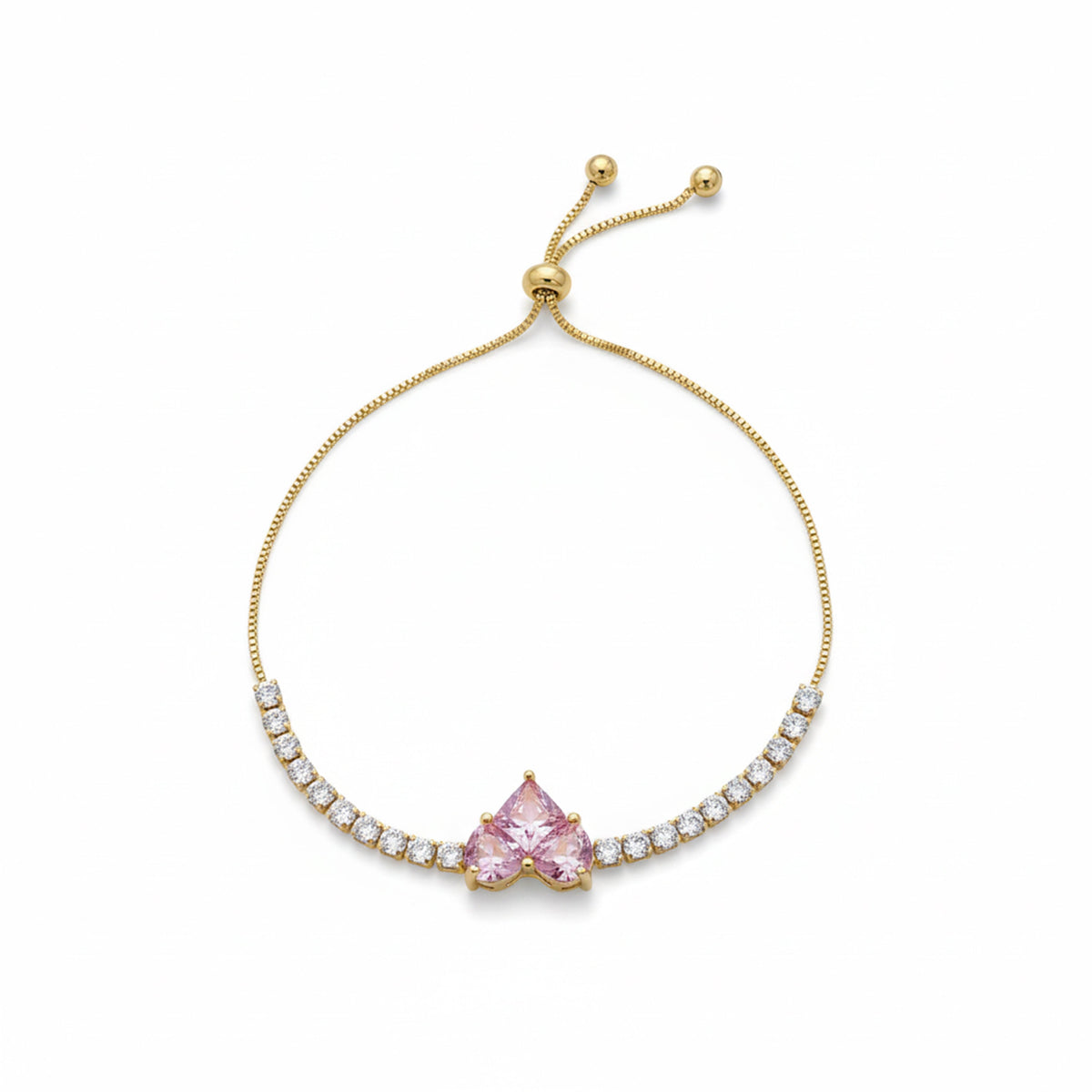 Pink Heart Diamond Tennis Bracelet jewellery product view 5