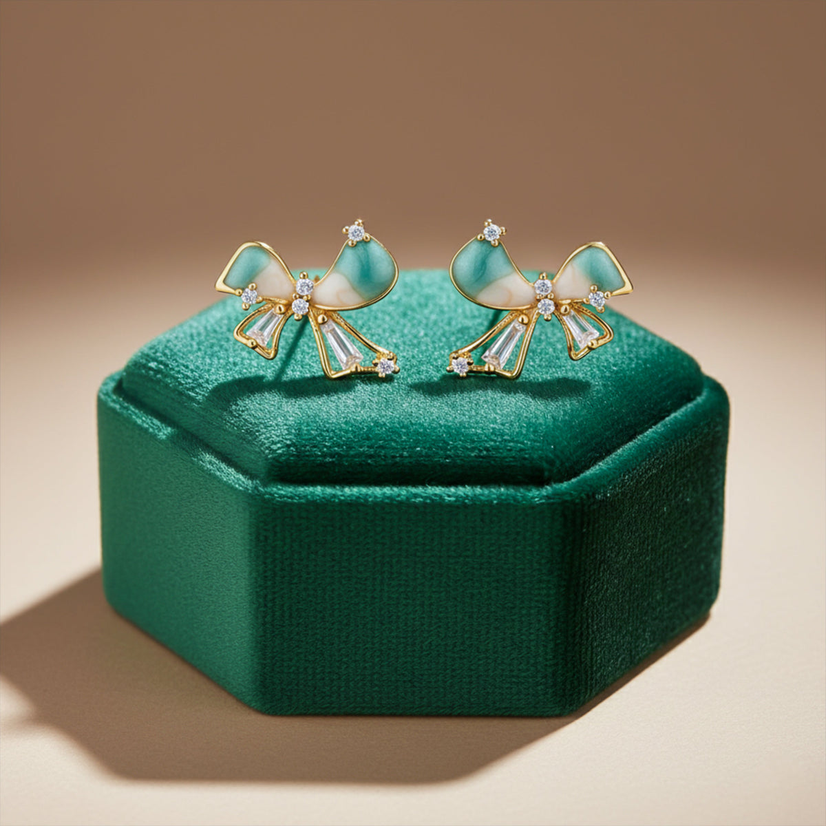 Velour Bow Radiance Earrings jewellery product view 4