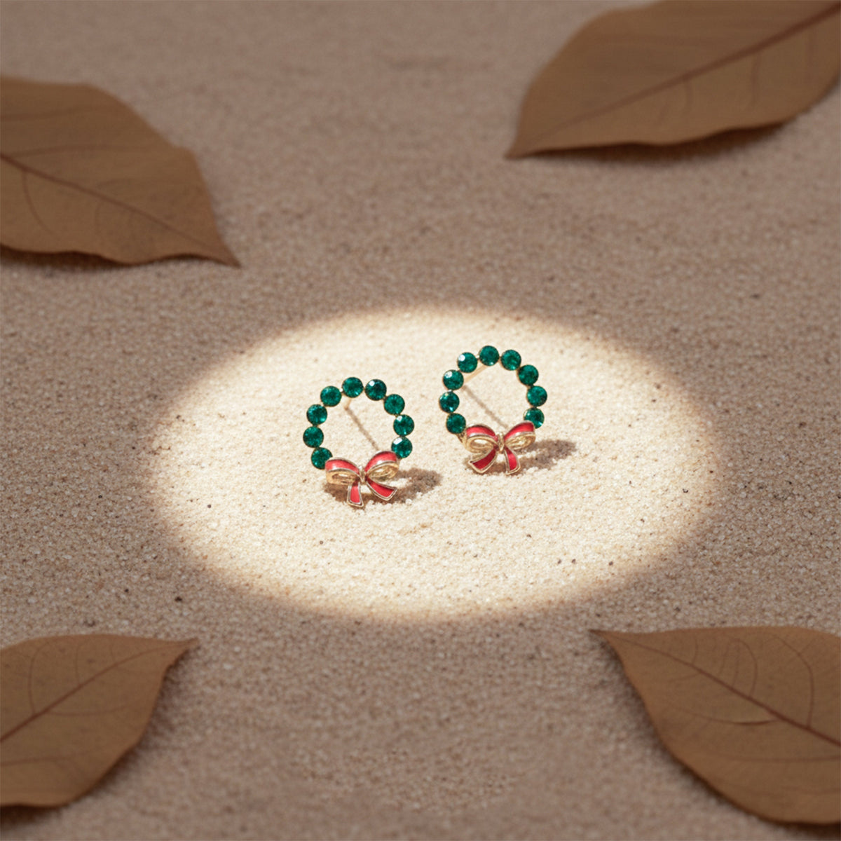Elite Green Stone Bow Loop Earrings jewellery product view 1