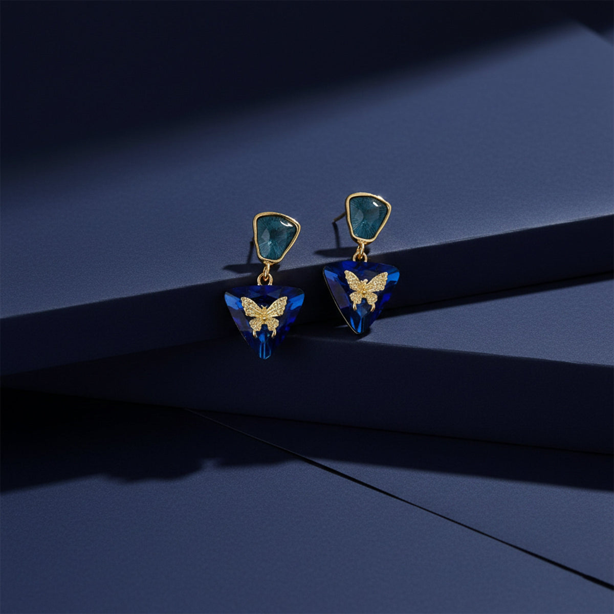 Butterfly Charm Blue Drop Earrings jewellery product view 5