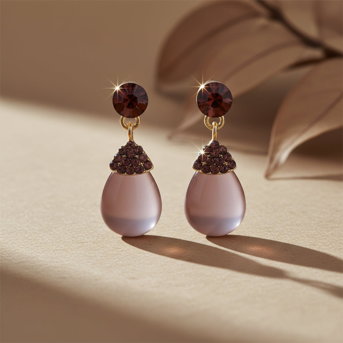 Elegant Mauve Pearl Drop Earrings jewellery product view 1