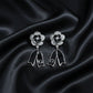 Black Enamel Blossom Drop Earrings jewellery product view 4