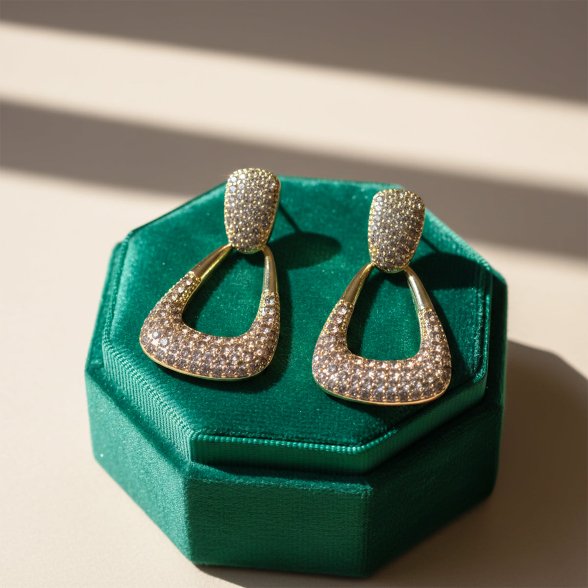 Luxe Zircon Drop Hoop Earrings jewellery product view 4