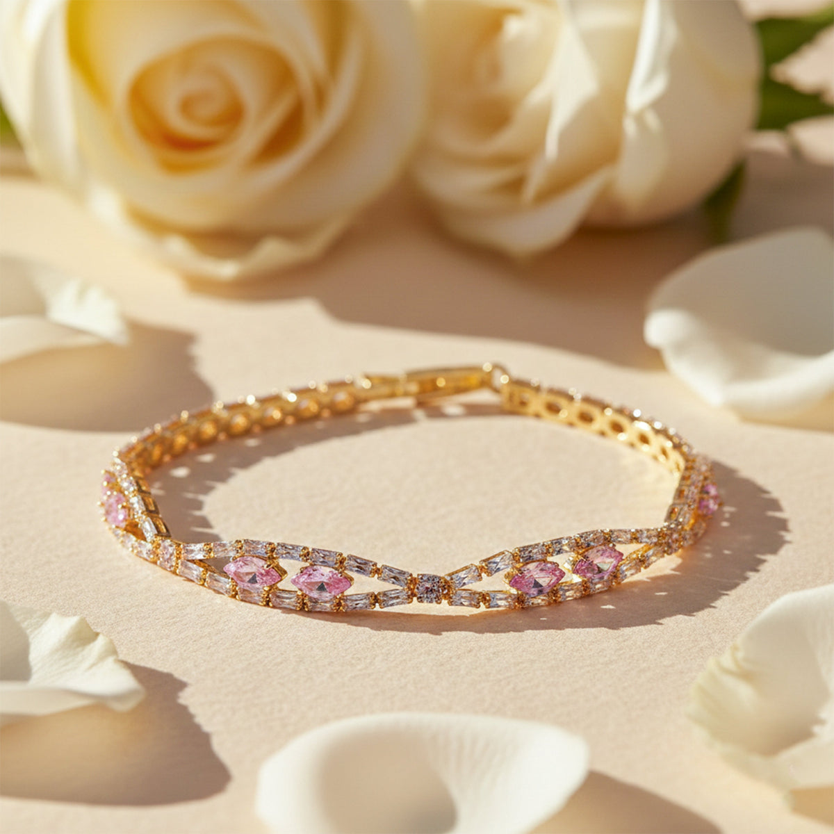 Celeste Pink Sapphire X-Link Diamond Bracelet jewellery product view 5