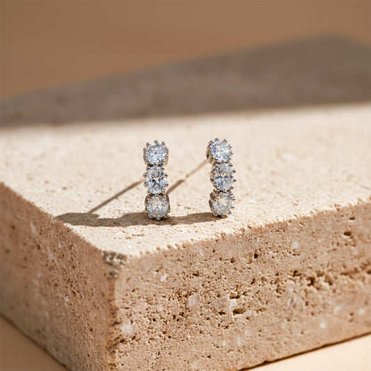 Eterna Glow Triple Diamond Hoops jewellery product view 1