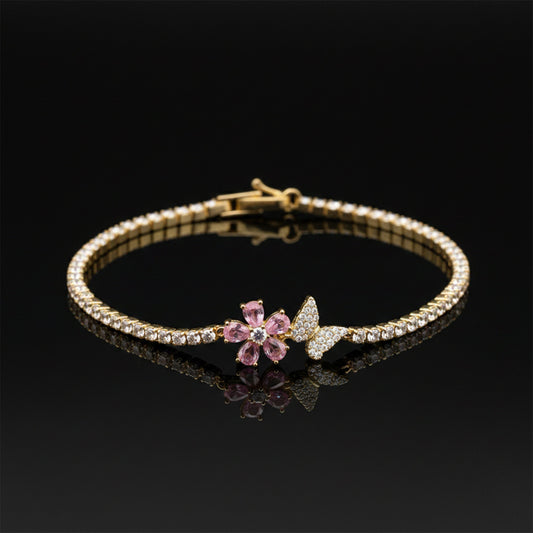Celestial Pink Blossom Tennis Bracelet jewellery product view 1