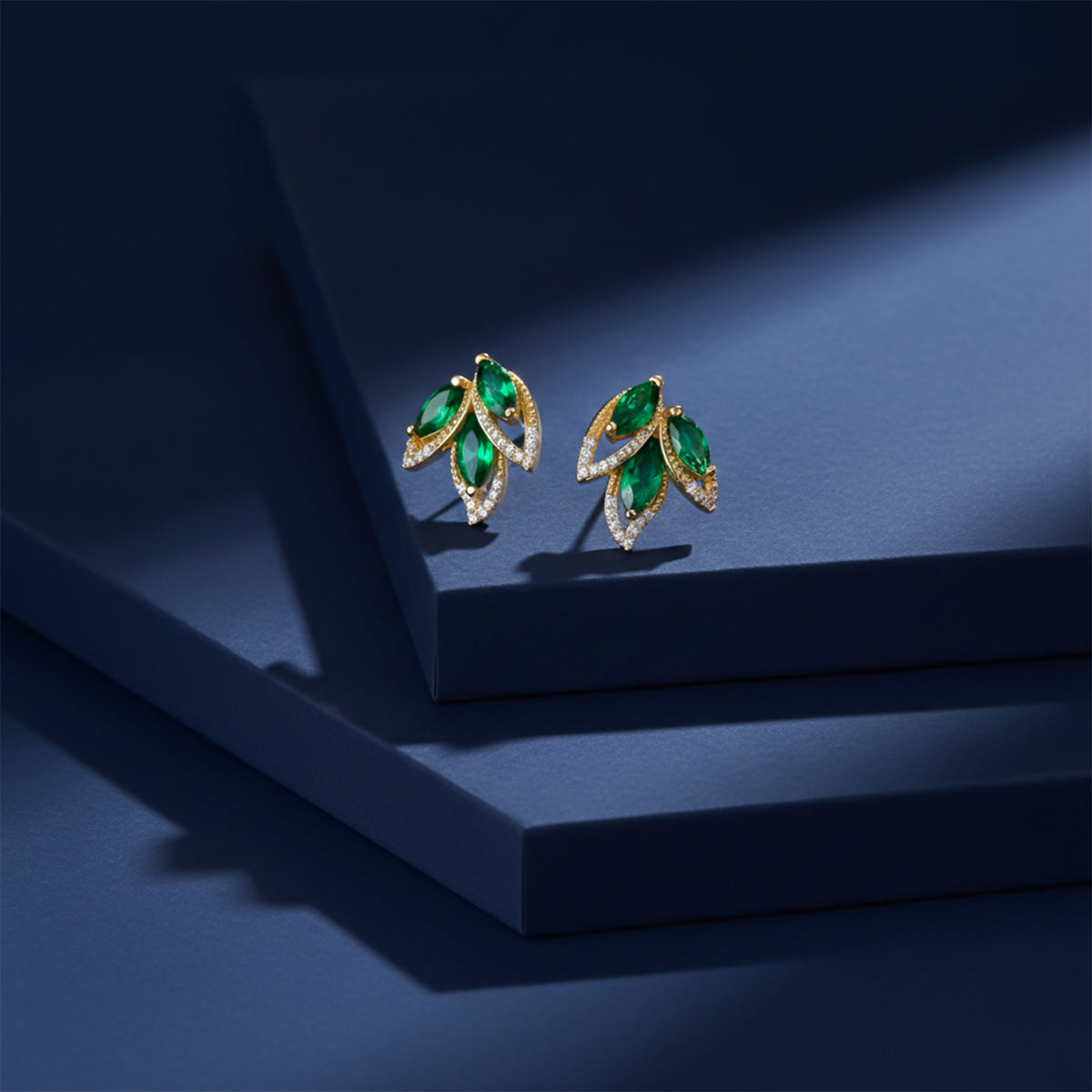 Luxury Emerald Leaf Drop Earrings jewellery product view 5