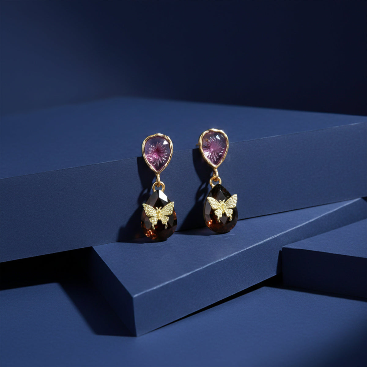 Butterfly Gemstone Drop Earrings jewellery product view 3