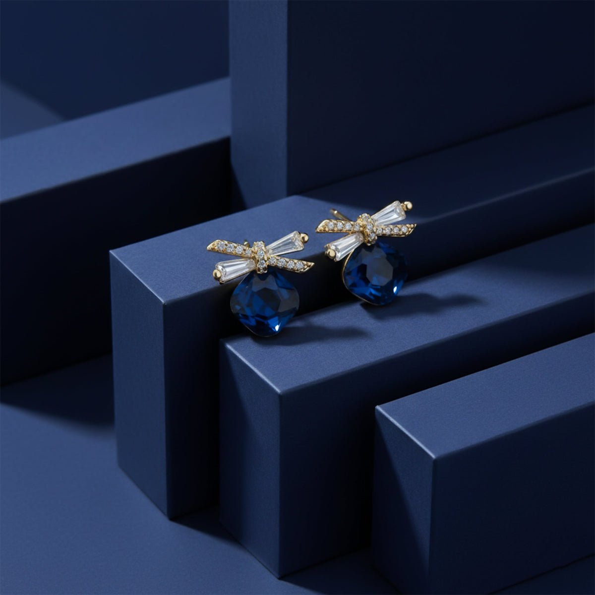 Sapphire Spark Bow Earrings jewellery product view 3
