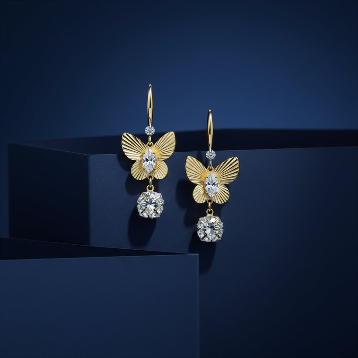 Golden Butterfly Drop Earrings jewellery product view 5