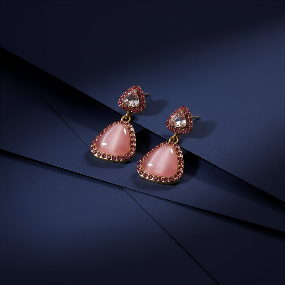Rose Aura Gemstone Dangle Earrings jewellery product view 5