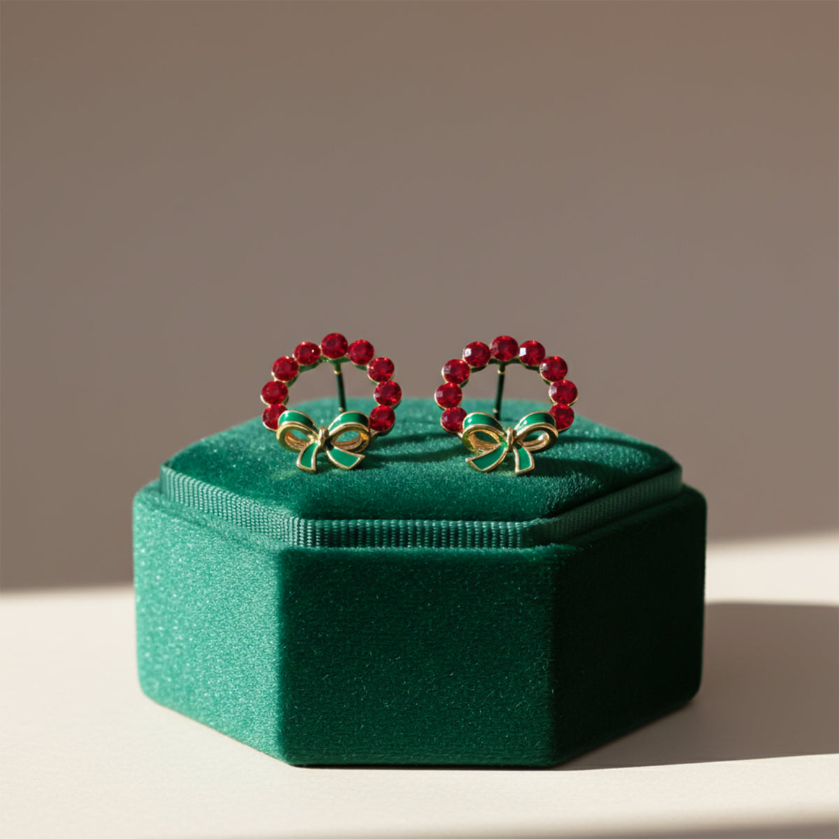 Crimson Elegance Bow Circle Earrings jewellery product view 4