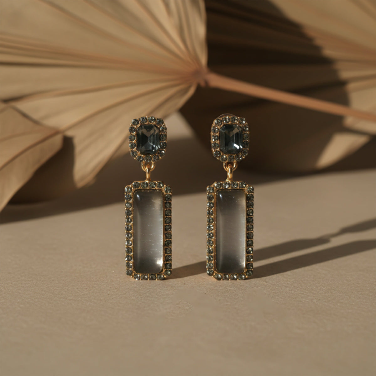 Chic Grey Crystal Statement Earrings jewellery product view 2